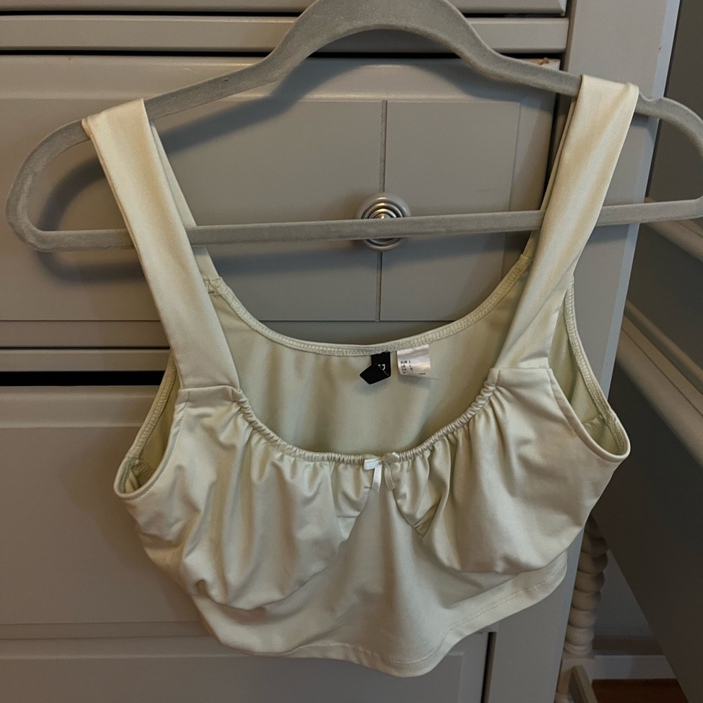 Divided Cream Satin Crop Top